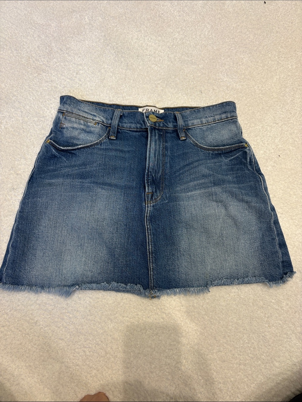 Frame Denim Indigo Washed Mini Skirt